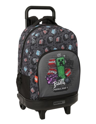 MOCHILA GDE. C/RUEDAS COMPACT EXTRAIBLE MINECRAFT "GRAFFITI"