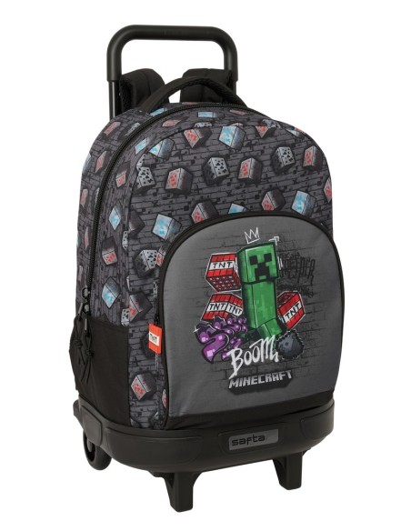 MOCHILA GDE. C/RUEDAS COMPACT EXTRAIBLE MINECRAFT "GRAFFITI"