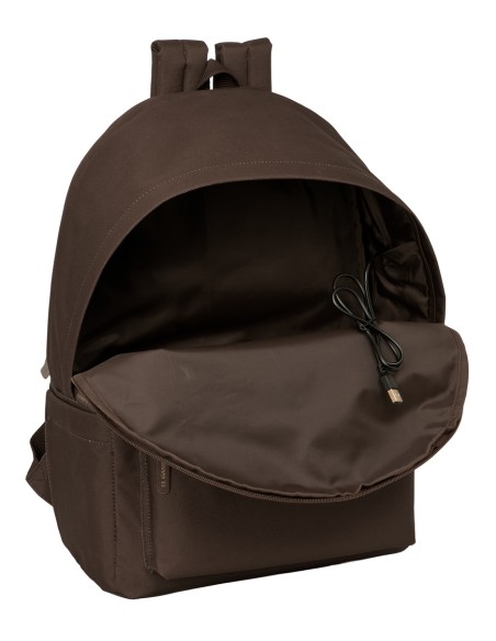 MOCHILA DOBLE PARA PORTATIL 15,6"+USB EL GANSO BASICS "CHOCOLATE"