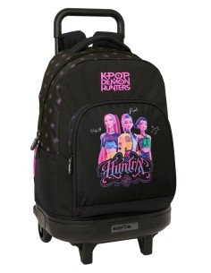 MOCHILA GDE. C/RUEDAS COMPACT EXTRAIBLE K-POP Demon Hunters - NEGRA