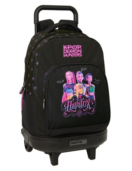 MOCHILA GDE. C/RUEDAS COMPACT EXTRAIBLE K-POP Demon Hunters - NEGRA