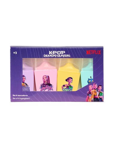SET 4 ROTULADORES FLUORESCENTES K-POP Demon Hunters - STATIONERY