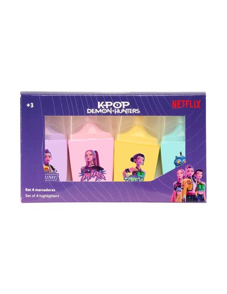 SET 4 ROTULADORES FLUORESCENTES K-POP Demon Hunters - STATIONERY