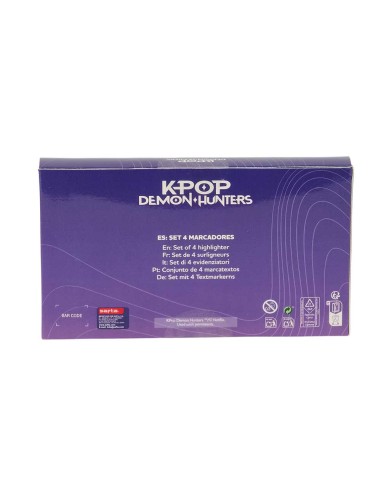 SET 4 ROTULADORES FLUORESCENTES K-POP Demon Hunters - STATIONERY