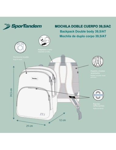 Mochila Doble Cuerpo 39,5/AC  Escolar Tandem Globe