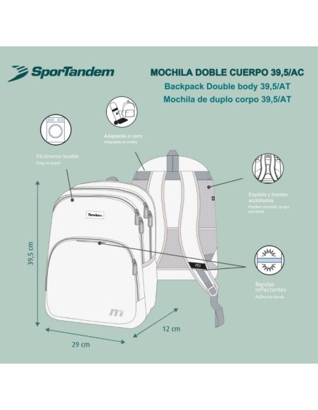 Mochila Doble Cuerpo 39,5/AC  Escolar Tandem Globe