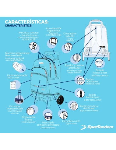 Mochila Carro Fijo Compact Desmontable Ruedas Grandes Tandem Circle Fly