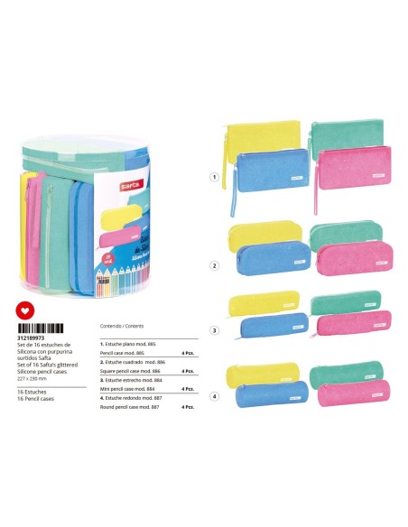 SET 16 PORT. SURTIDOS SAFTA GLITTER SILICONE SET 16 PORT. SURTIDOS SAFTA GLITTER SILICONE