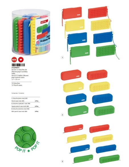 SET 12 PORT. SILICONA SURT. RED POP IT