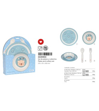 SET DE PLATOS Y CUBIERTOS SAFTA PREESCOLAR "BABY BEAR" | Comprar SE...
