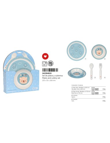 SET DE PLATOS Y CUBIERTOS SAFTA PREESCOLAR "BABY BEAR" | Comprar SE...