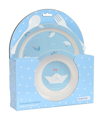 SET DE PLATOS Y CUBIERTOS SAFTA PREESCOLAR "SHIP"