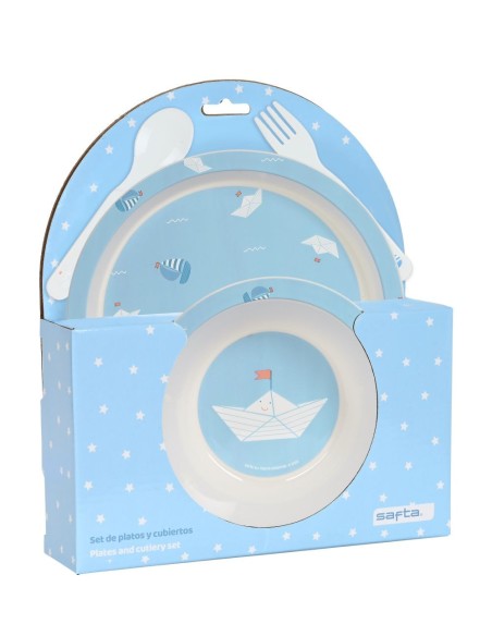 SET DE PLATOS Y CUBIERTOS SAFTA PREESCOLAR "SHIP"
