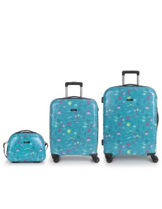 Set de maleta de cabina,  mediana y neceser Gabol ACQUA J...