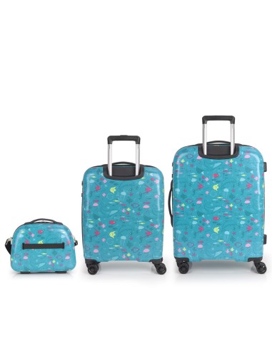 Set de maleta de cabina,  mediana y neceser Gabol ACQUA J...