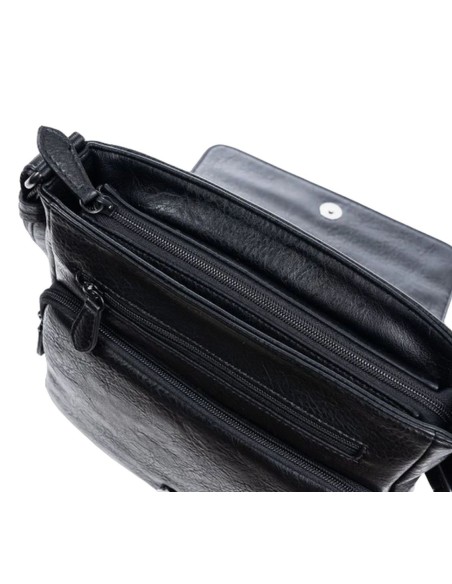Bolso Bandolera C/Solapa Matties Rustic 40102-20 Negro | Comprar Bo...