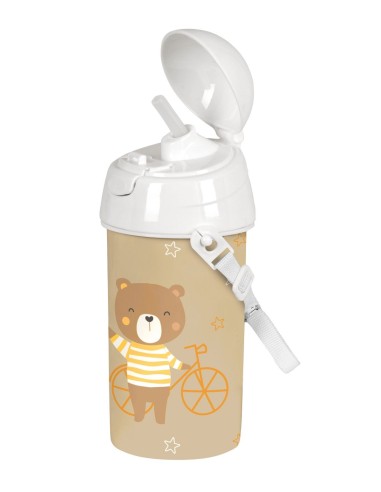 BOTELLA 500ml APERTURA AUTOM. CON PAJITA SAFTA PREESCOLAR "OSITO" |...