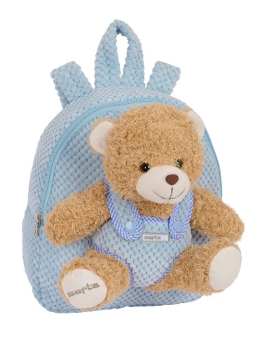 MOCHILA PREESCOLAR CON OSITO SAFTA AZUL PASTEL | Comprar MOCHILA PR...