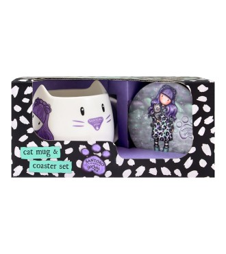 SET DE TAZA Y POSAVASOS GORJUSS "SMITTEN KITTEN" 2