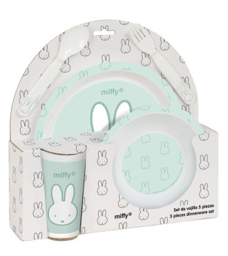 SET DE PLATOS, CUBIERTOS Y VASO MIFFY "MENTA" | Comprar SET DE PLAT...