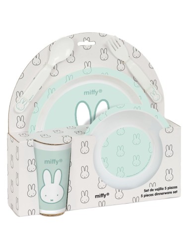 SET DE PLATOS, CUBIERTOS Y VASO MIFFY "MENTA" | Comprar SET DE PLAT...