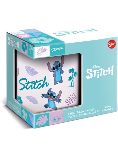 TAZA CERÁMICA 325ml EN CAJA REGALO STITCH LEAVES PATTERN YOUNG ADUL...