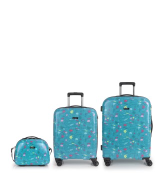 Set de maleta de cabina,  mediana y neceser Gabol ACQUA