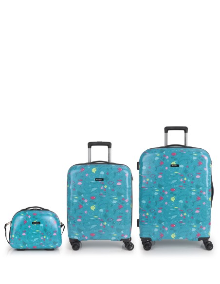 Set de maleta de cabina,  mediana y neceser Gabol ACQUA Set de maleta de cabina,  mediana y neceser Gabol ACQUA