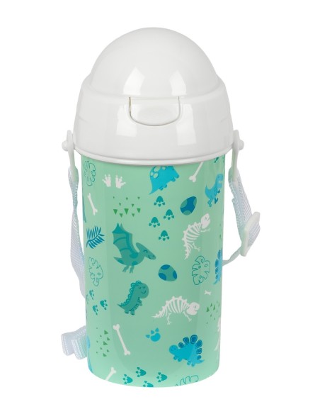 BOTELLA 500ml APERTURA AUTOM. CON PAJITA SAFTA PREESCOLAR "DINO"