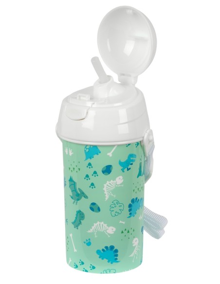 BOTELLA 500ml APERTURA AUTOM. CON PAJITA SAFTA PREESCOLAR "DINO"