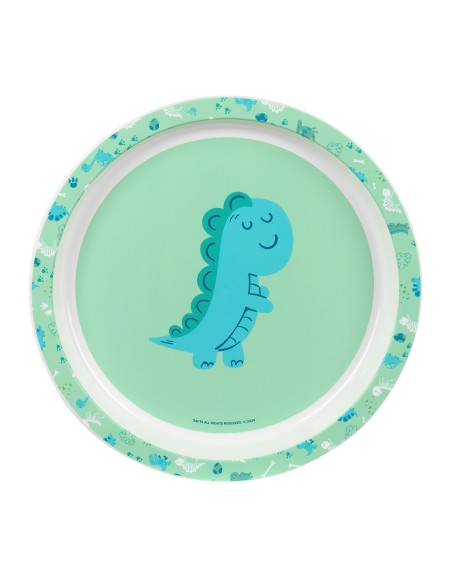 SET DE PLATOS, CUBIERTOS Y VASO SAFTA PREESCOLAR "DINO"