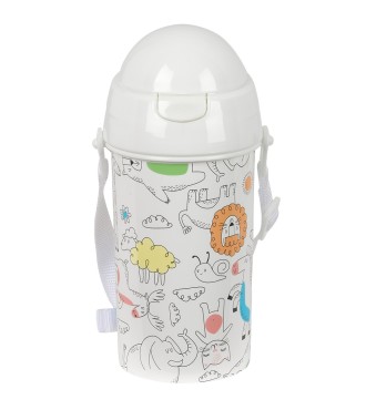 BOTELLA 500ml APERTURA AUTOM. CON PAJITA SAFTA PREESCOLAR "ZOO"