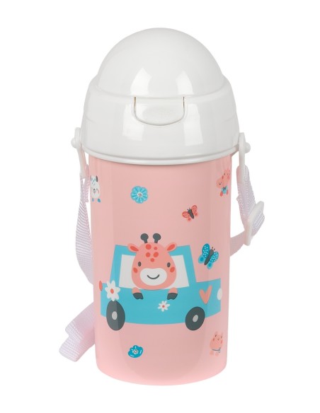 BOTELLA 500ml APERTURA AUTOM. CON PAJITA SAFTA PREESCOLAR "JIRAFA"