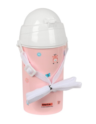 BOTELLA 500ml APERTURA AUTOM. CON PAJITA SAFTA PREESCOLAR "JIRAFA"