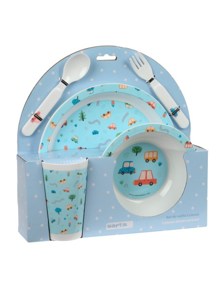 SET DE PLATOS, CUBIERTOS Y VASO SAFTA PREESCOLAR "COCHES" SET DE PLATOS, CUBIERTOS Y VASO SAFTA PREESCOLAR "COCHES"