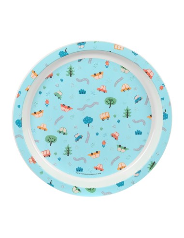 SET DE PLATOS, CUBIERTOS Y VASO SAFTA PREESCOLAR "COCHES"