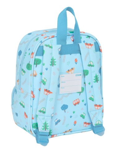 MOCHILA GUARDERIA C/BOLSILLO SAFTA PREESCOLAR "COCHES"