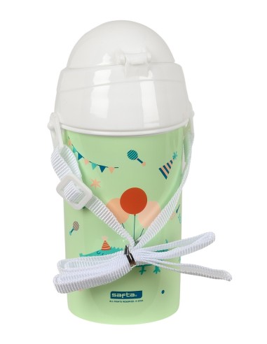 BOTELLA 500ml APERTURA AUTOM. CON PAJITA SAFTA PREESCOLAR "FIESTA"