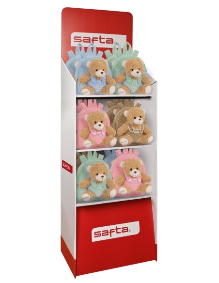 CONTENIDO EXPOSITOR 941 MOCHILAS PREESCOLAR CON OSITO SAFTA SURT.