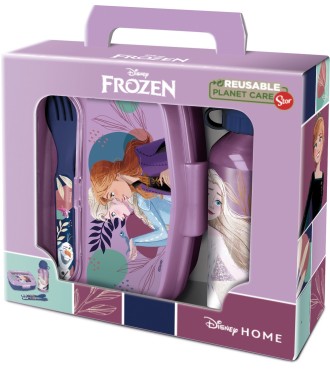 SET DE BOTELLA Y SANDWICHERA + CUBIERTOS FROZEN "COOL DAYS"