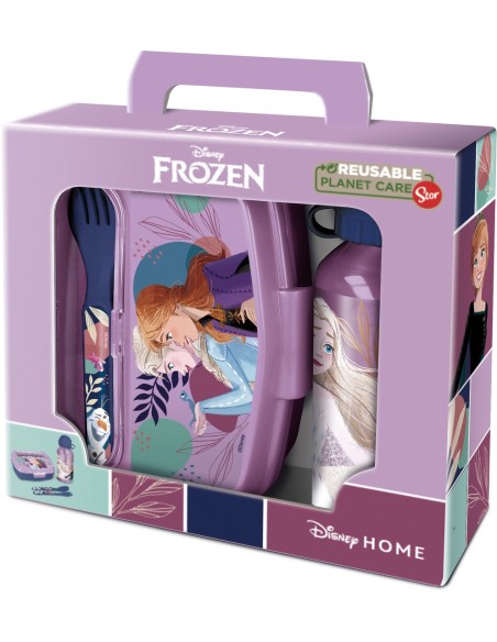 SET DE BOTELLA Y SANDWICHERA + CUBIERTOS FROZEN "COOL DAYS"