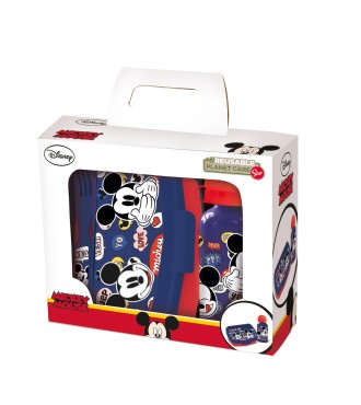 SET DE BOTELLA Y SANDWICHERA + CUBIERTOS MICKEY MOUSE "HAPPY SMILES...