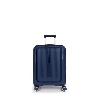 Maleta Trolley Cabina Con Bolsillo Frontal Gabol Brooklyn Azul