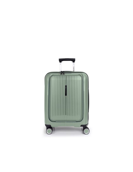 Maleta Trolley Cabina Con Bolsillo Frontal Gabol Brooklyn Verde