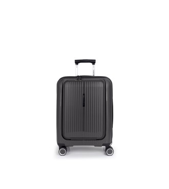 Maleta Trolley Cabina Con Bolsillo Frontal Gabol Brooklyn Gris