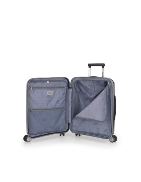 Maleta Trolley Cabina Con Bolsillo Frontal Gabol Brooklyn Plata