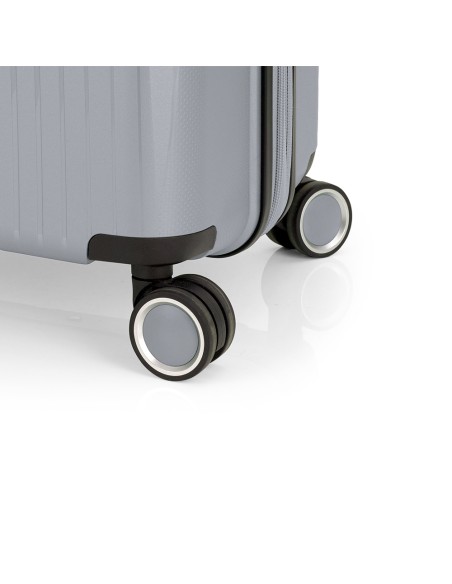 Maleta Trolley Cabina Con Bolsillo Frontal Gabol Brooklyn Plata