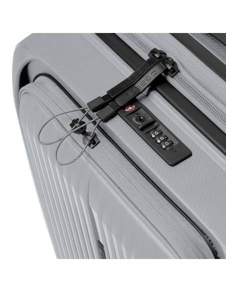 Maleta Trolley Cabina Con Bolsillo Frontal Gabol Brooklyn Plata