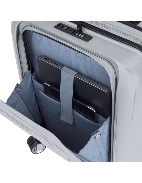 Maleta Trolley Cabina Con Bolsillo Frontal Gabol Brooklyn Plata