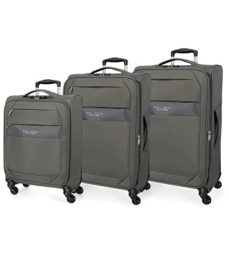 5019422 SET/3 TROLLEY  PES 55-66-76CM.4R.ROLL ROAD ROYCE GRI